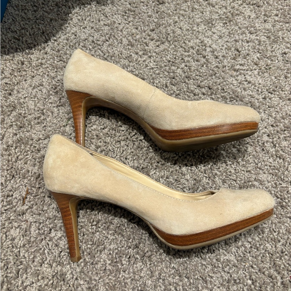 Elegant Beige Suede Heels